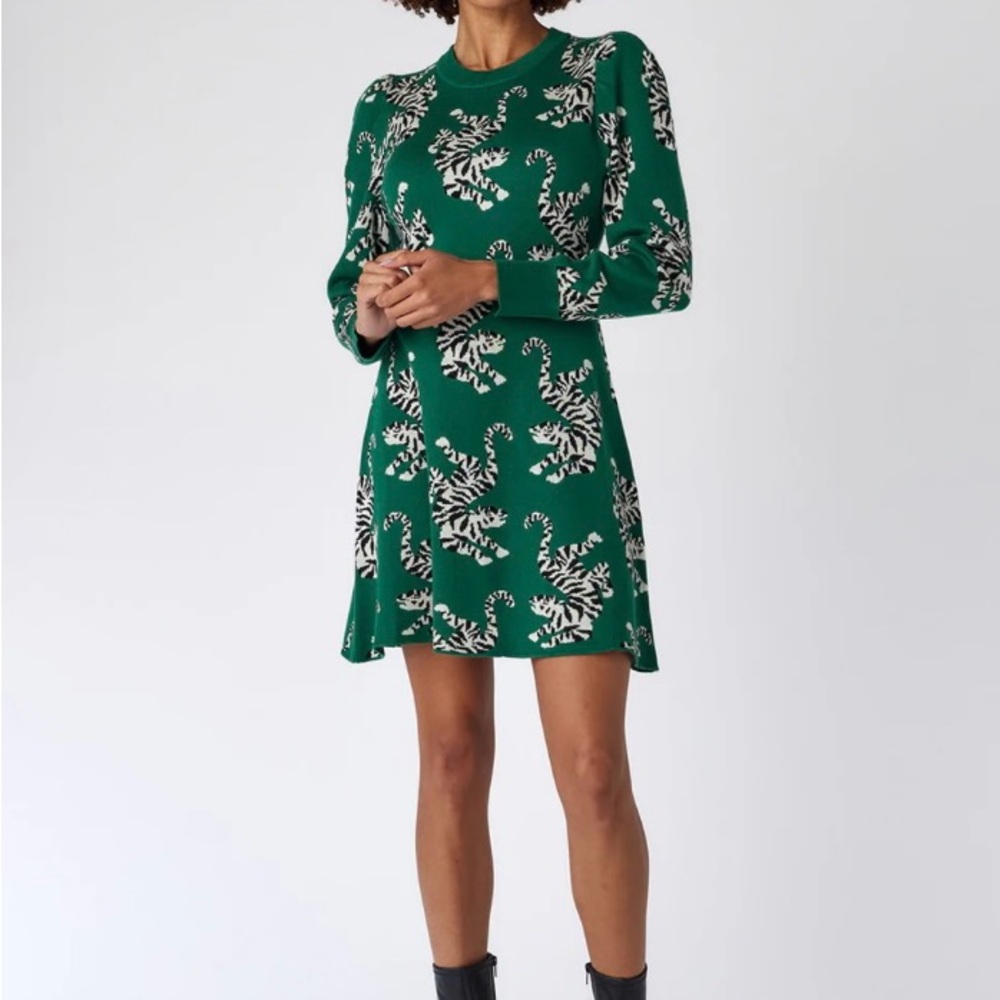 Crosby by Mollie Burch Saige Sweater Dress in Green Tiger Tango NWT